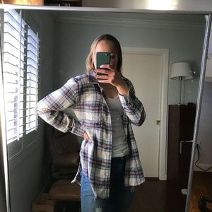 Oversized  Red, White and Blue Flannel